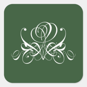 Wit en groen bloeien Roos Vierkante Sticker