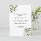 Wit en groen Bloemen Spaans Bruiloft Uitnodiging (Staand voorkant)