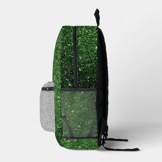 Wit en Groen Glitter Bedrukte Rugzak (Rechts)