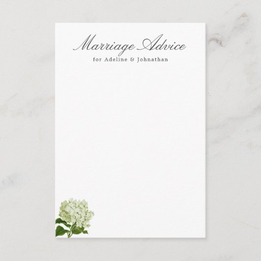 Wit en Groen Hydrangea Huwelijksadvies Informatiekaartje (Voorkant)