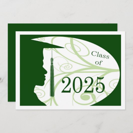 Wit en Groen Man Silhouette 2025 Kaart (Voorkant / Achterkant)