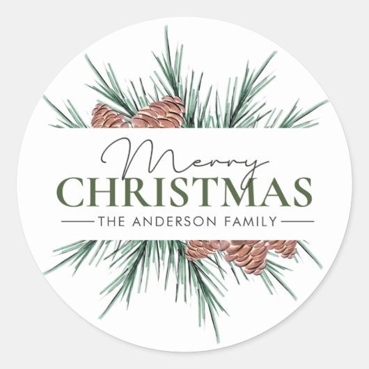 Wit en Groen Minimalist Ronde Sticker (Voorkant)