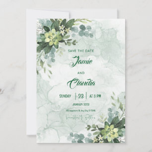 Wit en Groen Minimalistisch Weddenschap Kaart