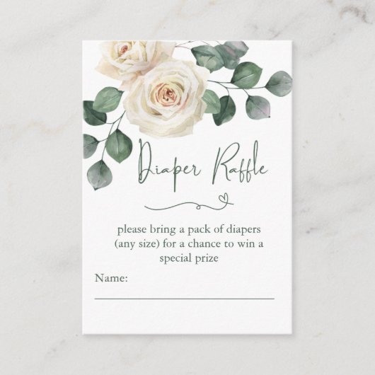 Wit en Groen Roos Luier Raffle Informatiekaartje (Voorkant)