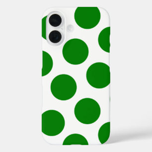 Wit en groen stippenpatroon iPhone 16 hoesje