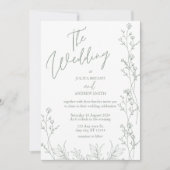 Wit en groen trendy bruiloft uitnodiging (Voorkant)
