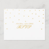 Wit en Klein Gold Confetti RSVP Weddenschap Briefk Uitnodiging Briefkaart (Voorkant)