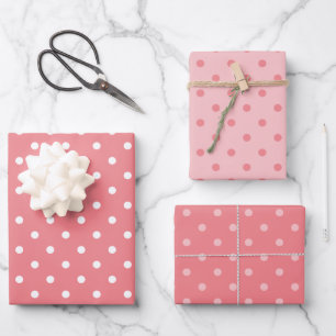 Wit en Koraal Stip Pastel Mix Inpakpapier Vel