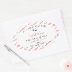 Wit- en koraalWord Cloud-productetiketten toevoege Ovale Sticker