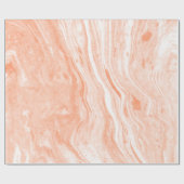 Wit en licht Oranje marmer Cadeaupapier (Vlak)