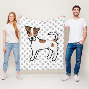 Wit en lichtbruin ruwharige Parson Russell Terrier Fleece Deken