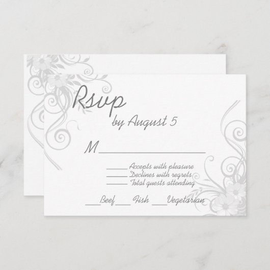 Wit en lichtgrijs RSVP met menukeuze (Voorkant / Achterkant)