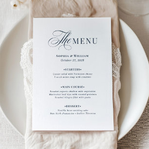 Wit en marineblauw bruiloft Klassieke luxe Menu