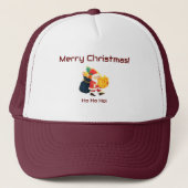 Wit en Maroon Kerstwensen Bedrukt-Pet Nice Trucker Pet (Voorkant)