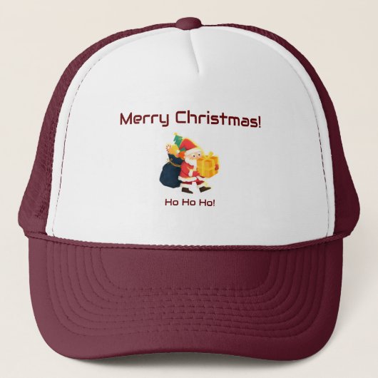 Wit en Maroon Kerstwensen Bedrukt-Pet Nice Trucker Pet (Voorkant)