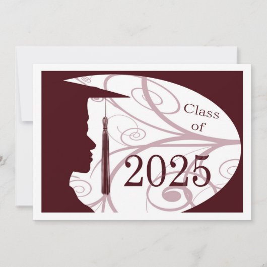 Wit en Maroon Man Silhouette 2025 Kaart (Voorkant)