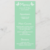 Wit en Mint Green Butterflies Weddenschap Menu (Voorkant)