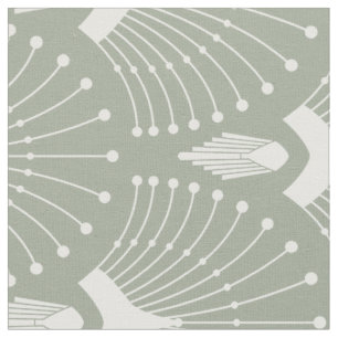 Wit en mintgroen art-deco patroon stof