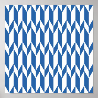 Wit en Navy Blue Abstract grafisch patroon. Poster