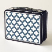 Wit en Navy Blue Trellis, Lattice, Quatrefoil (Achterkant)