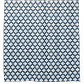 Wit en Navy Blue Trellis, Lattice, Quatrefoil Douchegordijn (Voorkant)