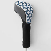 Wit en Navy Blue Trellis, Lattice, Quatrefoil Golfheadcover (Schuin)