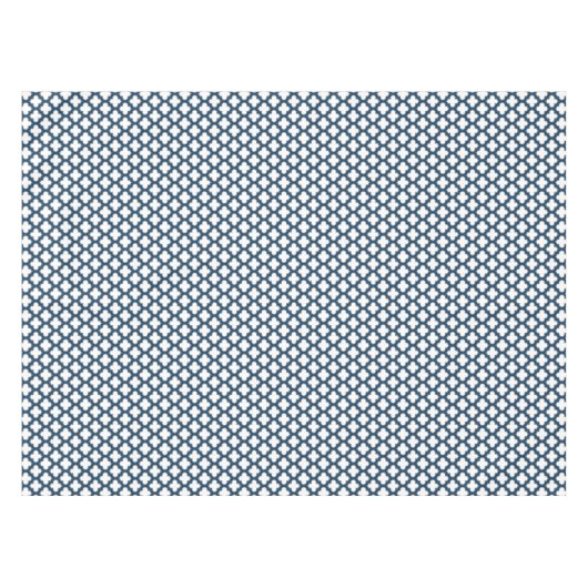 Wit en Navy Blue Trellis, Lattice, Quatrefoil Tafelkleed (Voorkant (Horizontaal))