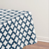 Wit en Navy Blue Trellis, Lattice, Quatrefoil Tafelkleed (Voorbeeld)