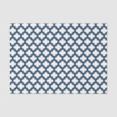 Wit en Navy Blue Trellis, Lattice, Quatrefoil Tissuepapier (Voorkant)