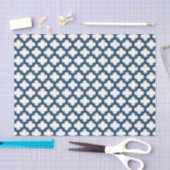 Wit en Navy Blue Trellis, Lattice, Quatrefoil Tissuepapier (Craft)