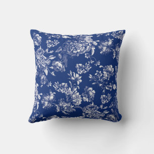 Wit en Navy profiel Toile Sierkussen