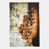 Wit en oranje Gebroken baksteen Theedoek (Verticaal)