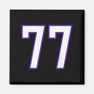 Wit En Paars Nummer 77 Shirt Speler Uniform # Magneet
