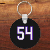 Wit en Paarse nummer 54 Jersey Player Uniform # Sleutelhanger (Voorkant)