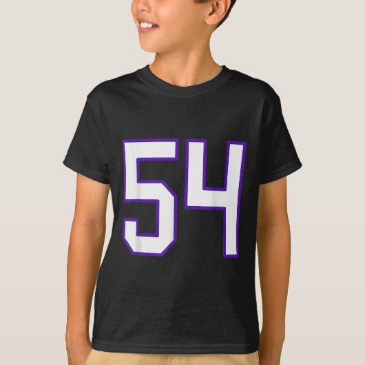Wit en Paarse nummer 54 Jersey Player Uniform # T-shirt (Voorkant)