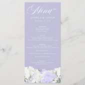 Wit en Periwinkle | Trouwmenu Menu (Voorkant)