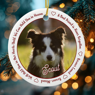 Wit en Rode Hond Gedenkteken Voor Altijd Geliefde Keramisch Ornament
