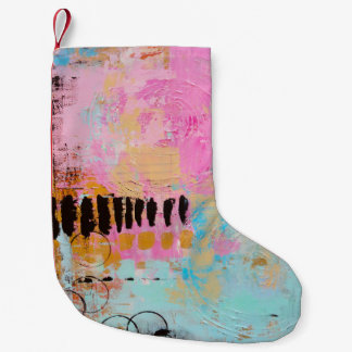 Wit en rood abstract schilderij kleine kerstsok