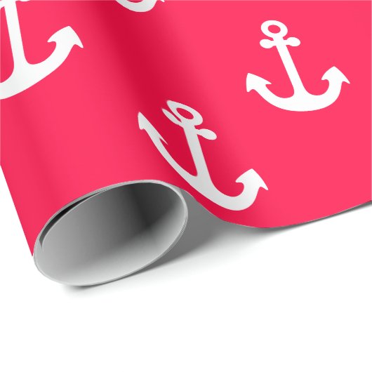 Wit en Rood Anker Verpakkend Document Cadeaupapier (Rol Hoek)