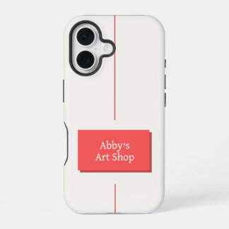 Wit en rood design met Jouw tekst iPhone 16 Hoesje