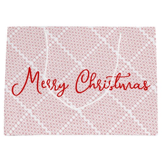 Wit en rood feestelijk patroon groot cadeauzakje (Voorkant)