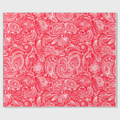 Wit en rood flesje paisley Pattern wrapping Cadeaupapier (Vlak)