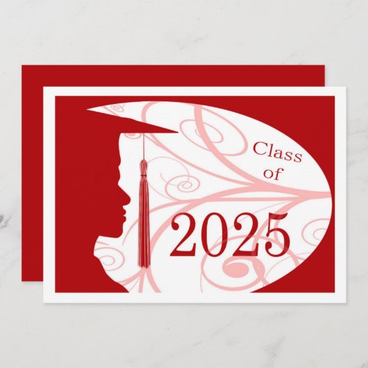 Wit en Rood Man Silhouette 2025 Kaart (Voorkant / Achterkant)