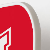 Wit en Rood Minimalistisch Modern Monogram Pickleball Paddle (Links Detail)