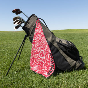 Wit en rood  paisley patroonmonogram golfhanddoek