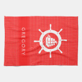 Wit en rood pokadot met niervat theedoek (Horizontaal)