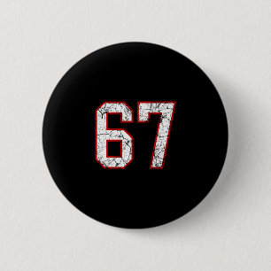 Wit En Rood Sportief Nummer 67 Shirt Uniform Spele Ronde Button 5,7 Cm