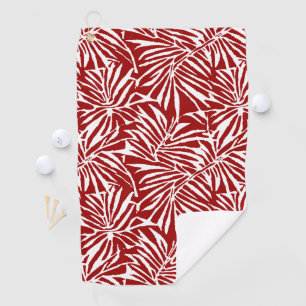 Wit en rood tropisch blad herhalend patroon golfhanddoek