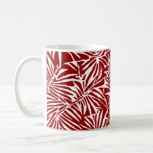 Wit en rood tropisch blad herhalend patroon koffiemok