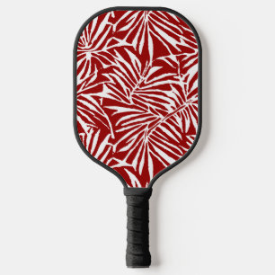 Wit en rood tropisch blad herhalend patroon pickleball paddle